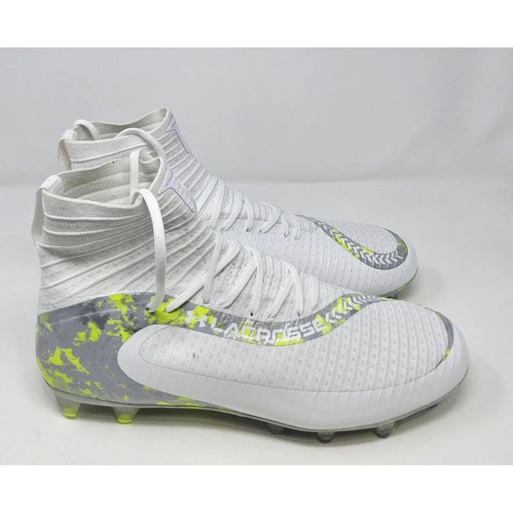 Under Armour Lacrosse Cleats Mens Sz 15 UA Highlight 2 MC White Neon Green Shoes